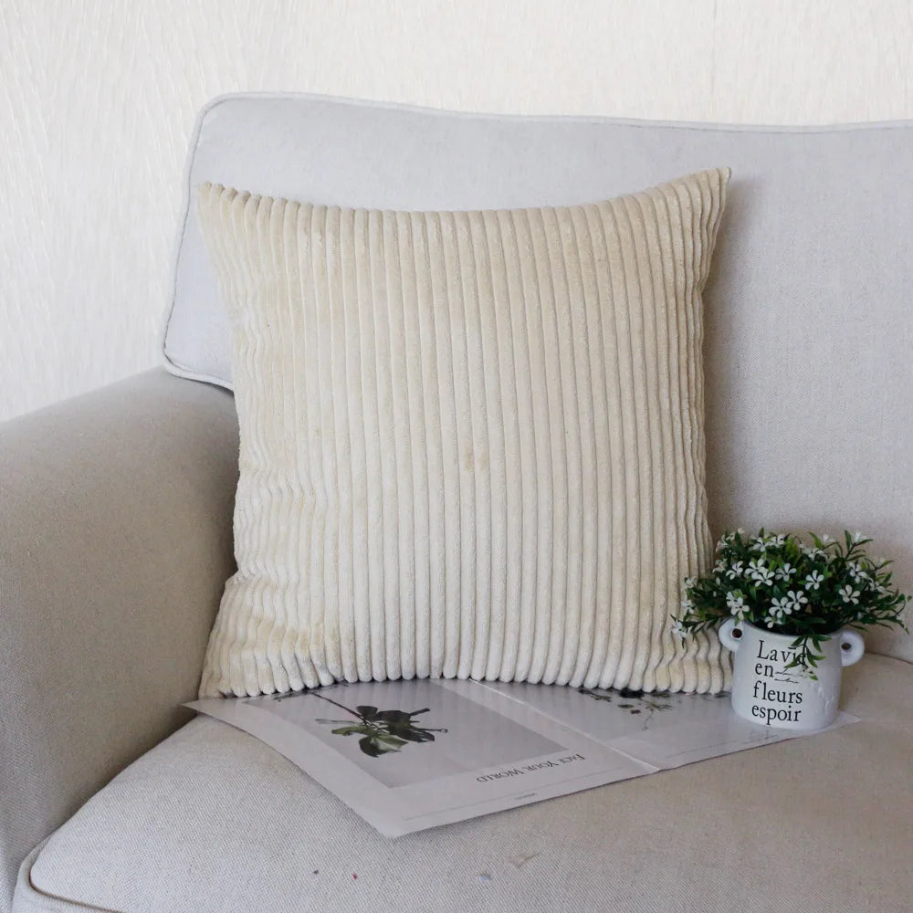 Luxurious Striped Corduroy Cushion Cover™