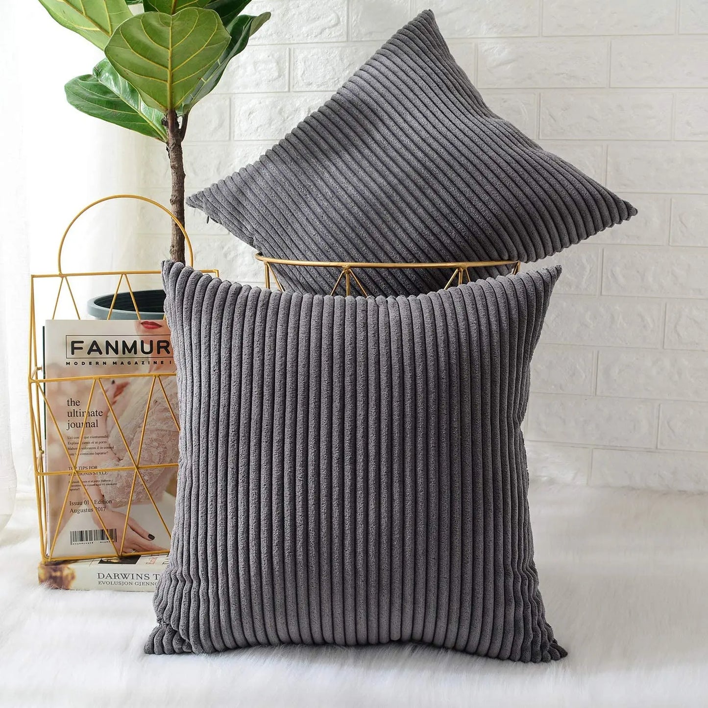 Luxurious Striped Corduroy Cushion Cover™