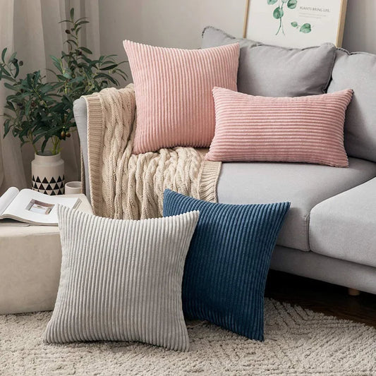 Luxurious Striped Corduroy Cushion Cover™